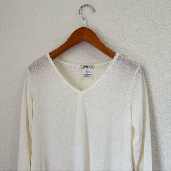 NWT Camille & Co White Ivory V-Neck Blouse Women’s Size Large - Picture 4 of 6